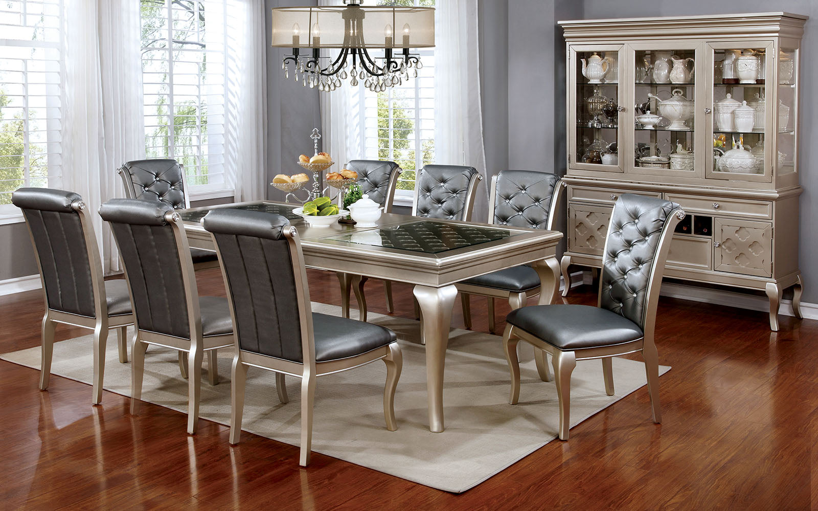 Amina Champagne 7 Pc. Dining Table Set FOA East