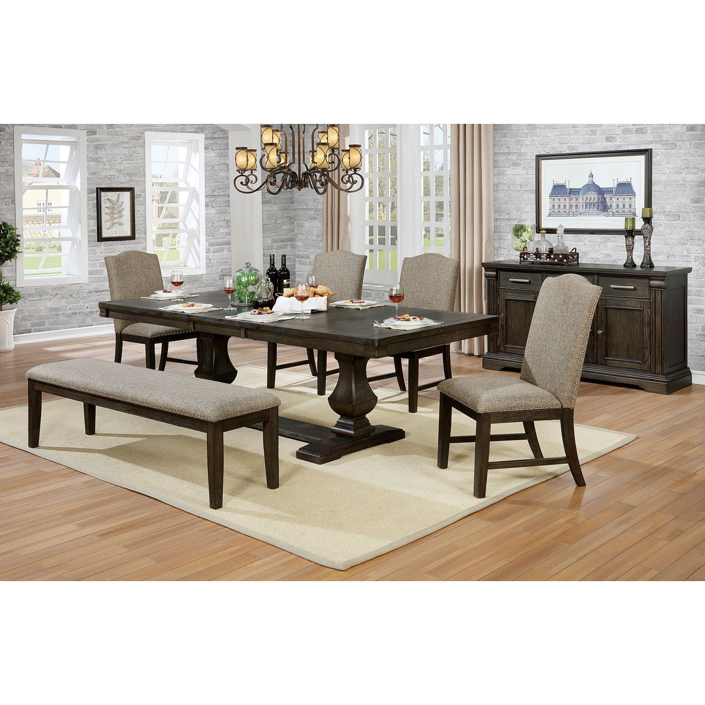 Faulk Espresso 6 Pc. Dining Table Set w/ Bench FOA East