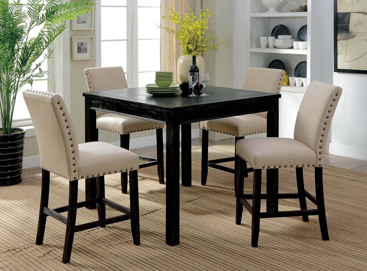 Kristie Antique Black 5 Pc. Counter Ht. Table Set FOA East