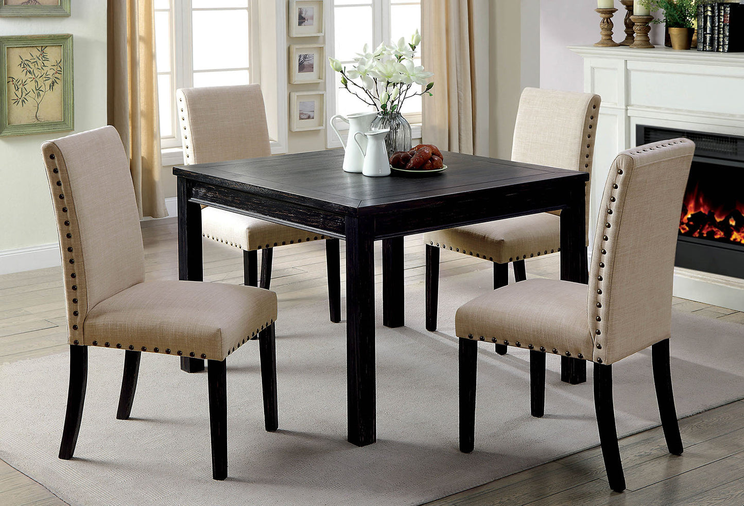 Kristie Antique Black 5 Pc. Dining Table Set FOA East