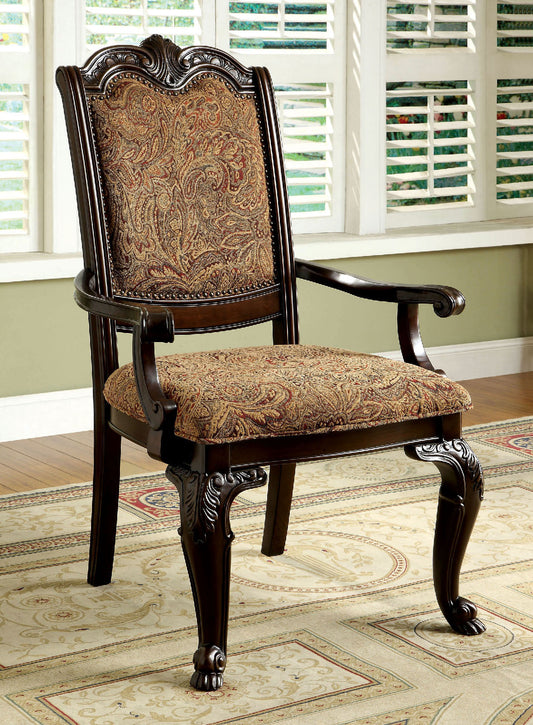 BELLAGIO Brown Cherry/Pattern Fabric Arm Chair (2/CTN) FOA East