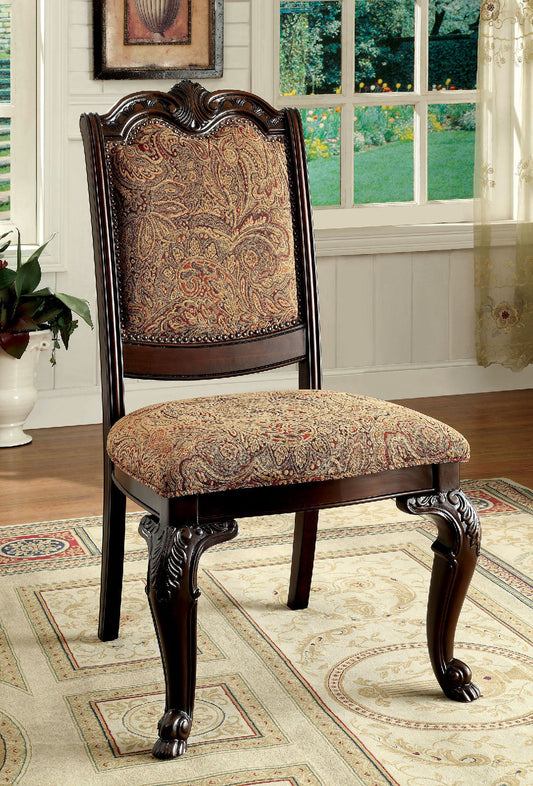 BELLAGIO Brown Cherry/Pattern Fabric Side Chair (2/CTN)