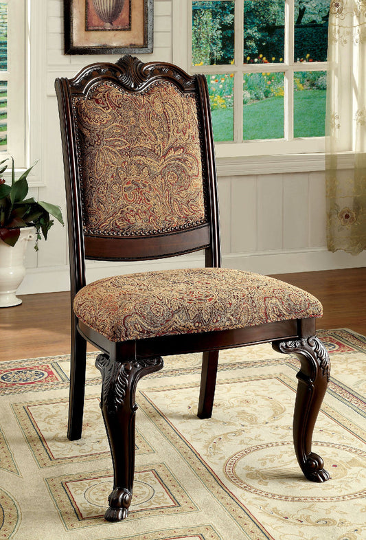 BELLAGIO Brown Cherry/Pattern Fabric Side Chair (2/CTN) FOA East