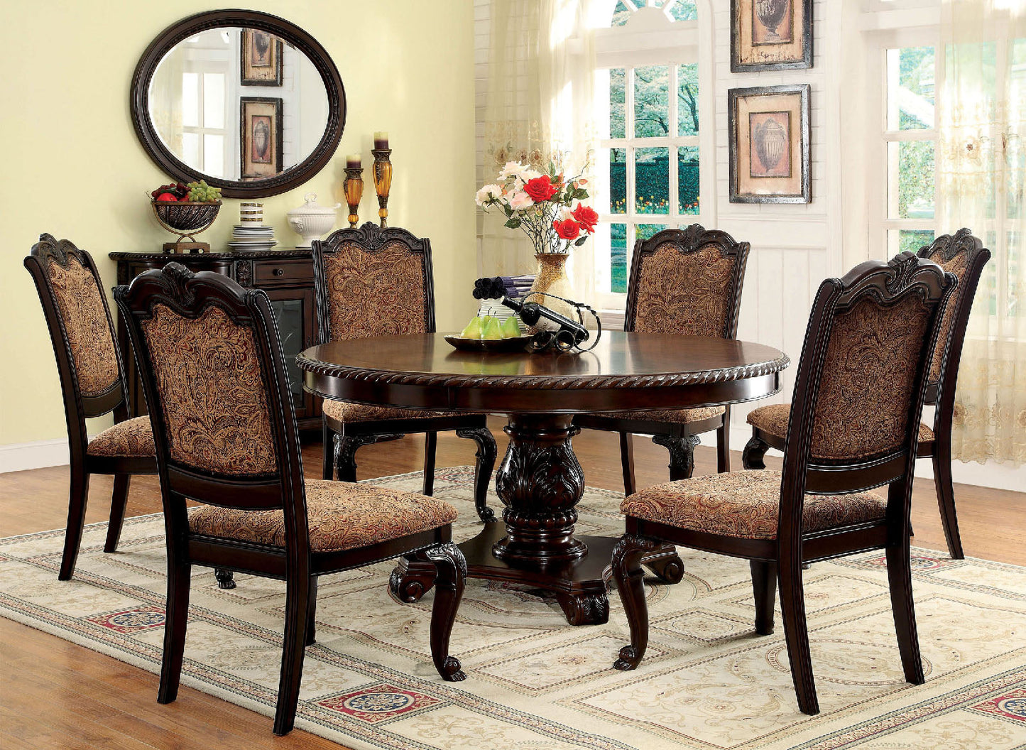 BELLAGIO Brown Cherry 5 Pc. Dining Table Set FOA East