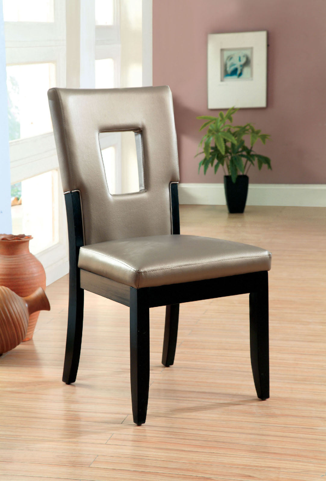 Evant I Black/Silver Side Chair (2/CTN) FOA East