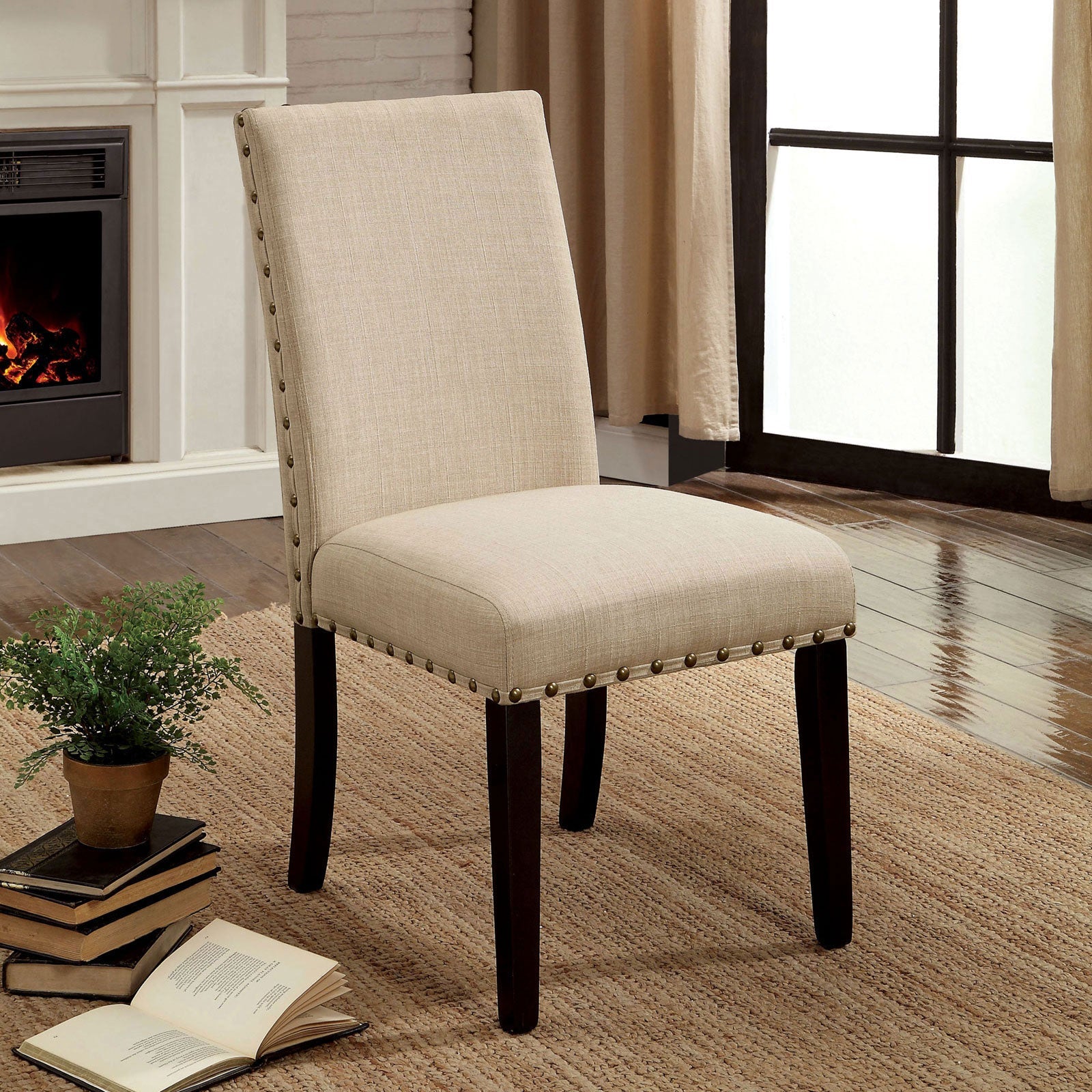 Kaitlin Light Walnut/Beige Side Chair (2/CTN) FOA East