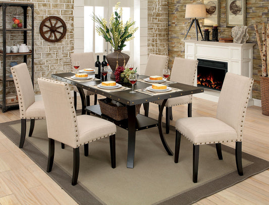 Kaitlin Light Walnut 7 Pc. Dining Table Set FOA East