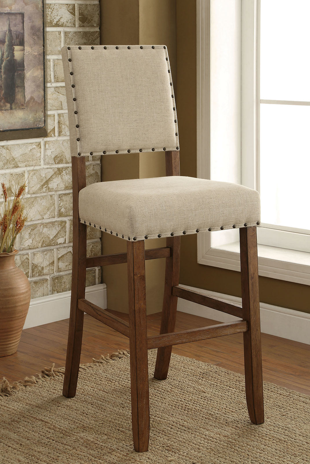 SANIA Rustic Oak Bar Chair (2/CTN) FOA East