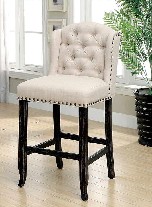 SANIA II Antique Black, Ivory Bar Ht. Wingback Chair (2/CTN) FOA East