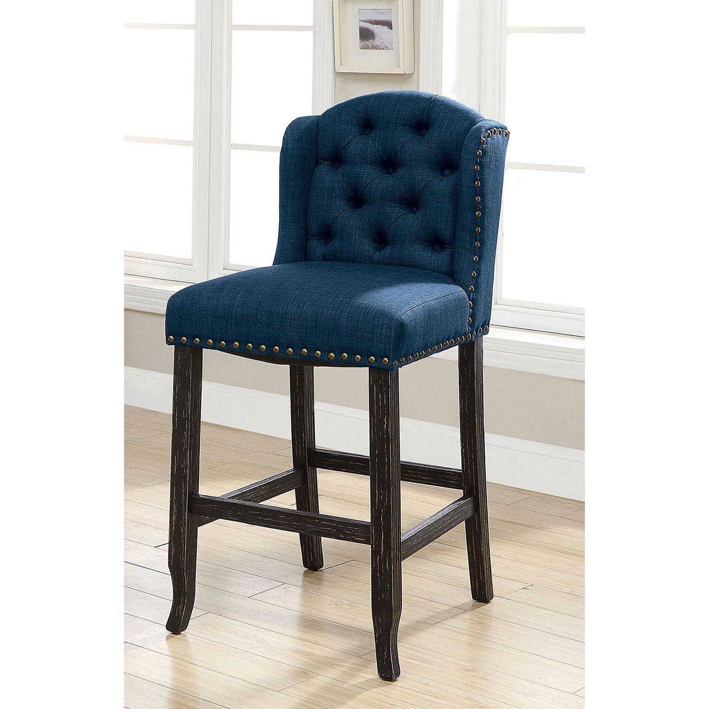 SANIA Antique Black Bar Ht. Wingback Chair (2/CTN) FOA East