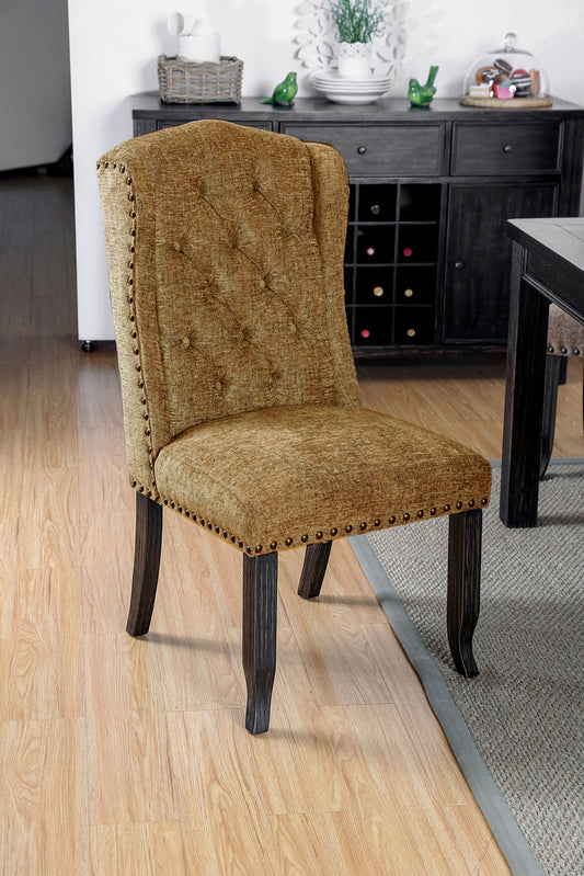 Sania III Antique Black, Gold Side Chair (2/CTN) FOA East