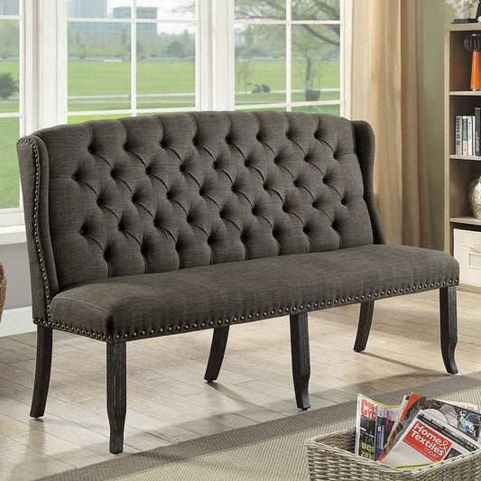 Sania III Gray 3-Seater Love Seat Bench FOA East