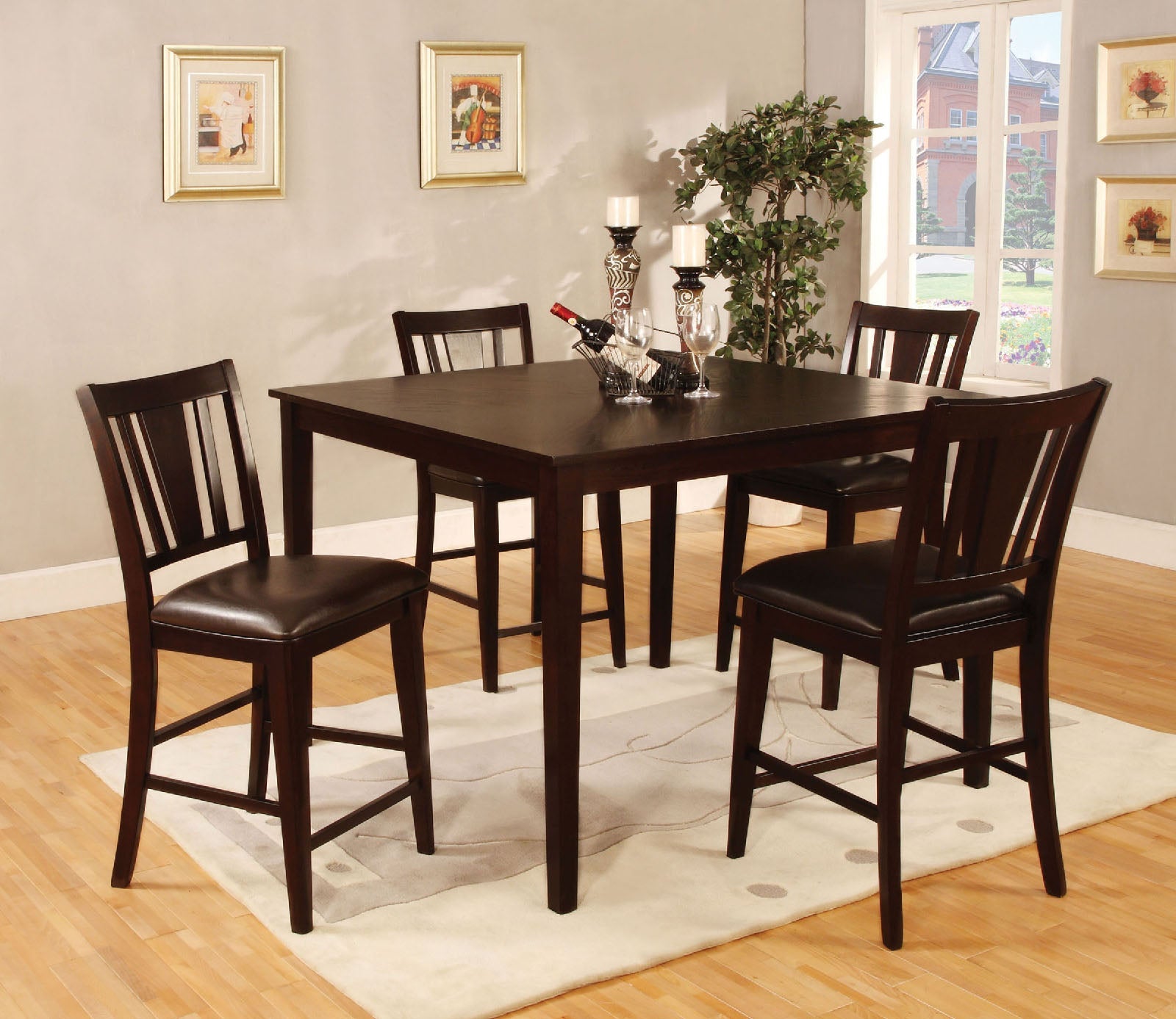 Bridgette II Espresso 5 Pc. Square Counter Ht. Table Set FOA East