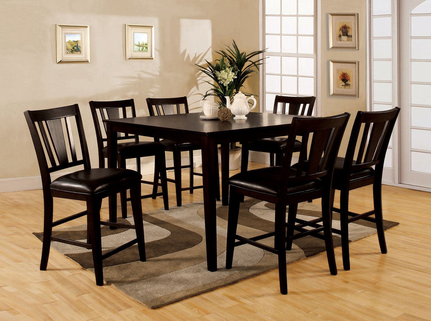 Bridgette II Espresso 7 Pc. Sq. Counter Ht. Table Set FOA East