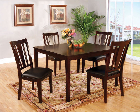 Bridgette I Espresso 5 Pc. Sq. Dining Table Set FOA East