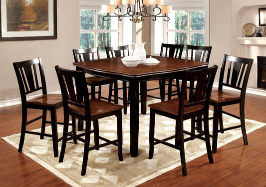 DOVER II Black/Cherry 9 Pc. Counter Ht. Dining Table Set FOA East