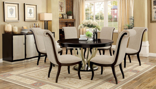 Ornette Espresso/Champagne 7 Pc. Dining Table Set FOA East