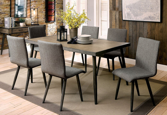 Vilhelm I Gray 6 Pc. Dining Table Set w/ Bench FOA East