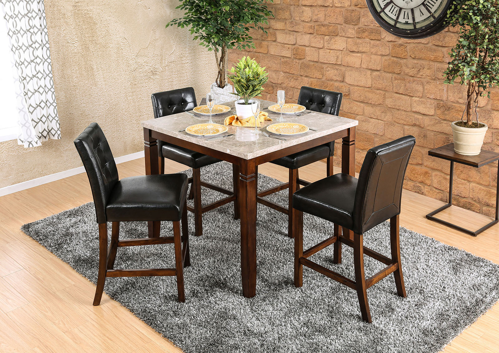 Marstone II Brown Cherry 5 Pc. Dining Table Set FOA East