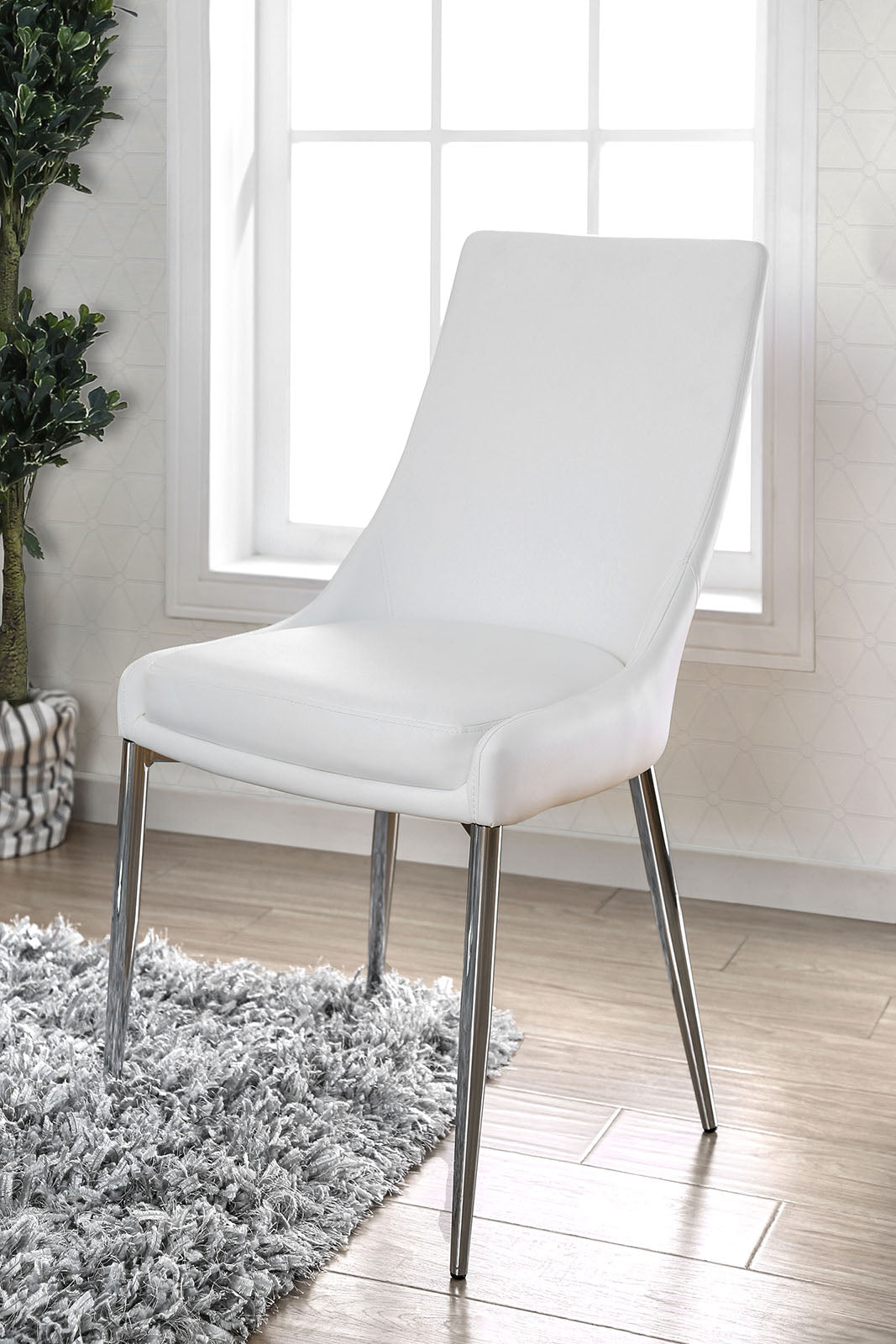 Izzy Silver/White Side Chair, White (2/CTN) FOA East