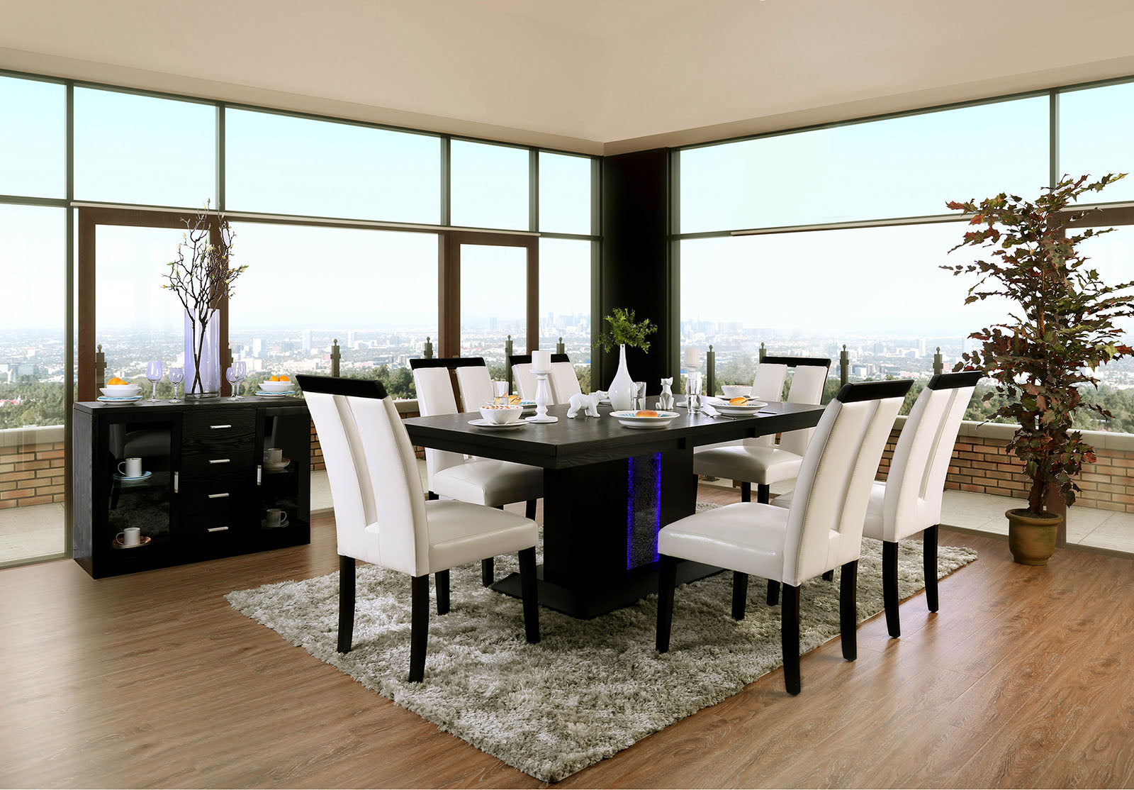 Evangeline Black/Beige Dining Table FOA East