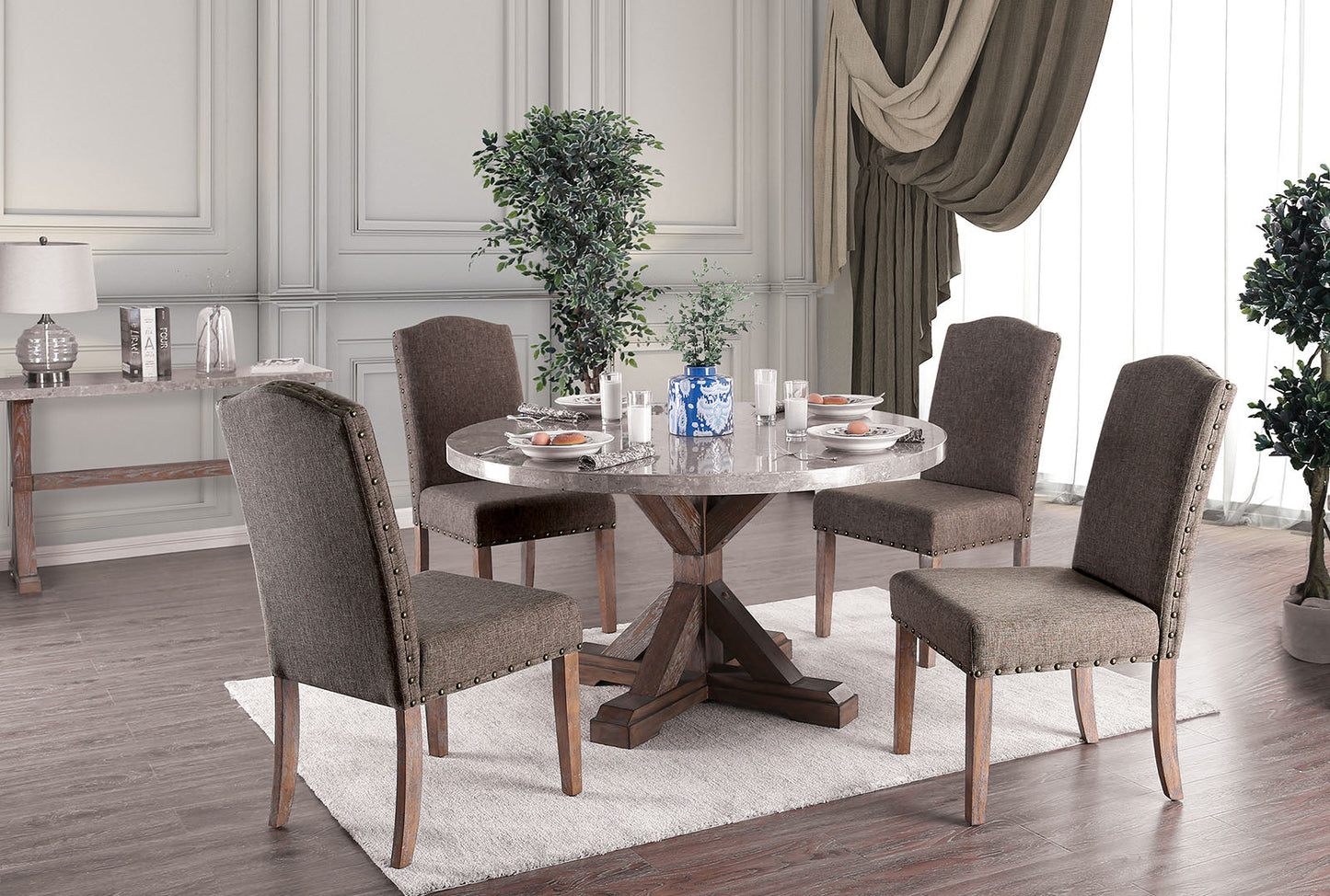 Bridgen Natural 5 Pc. Round Dining Table Set FOA East