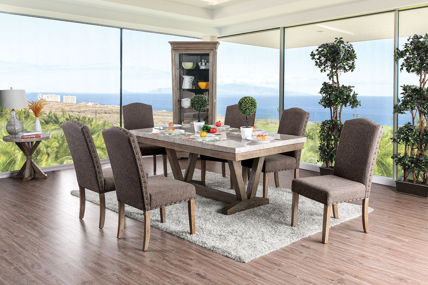 Bridgen Natural 7 Pc. Dining Table Set FOA East