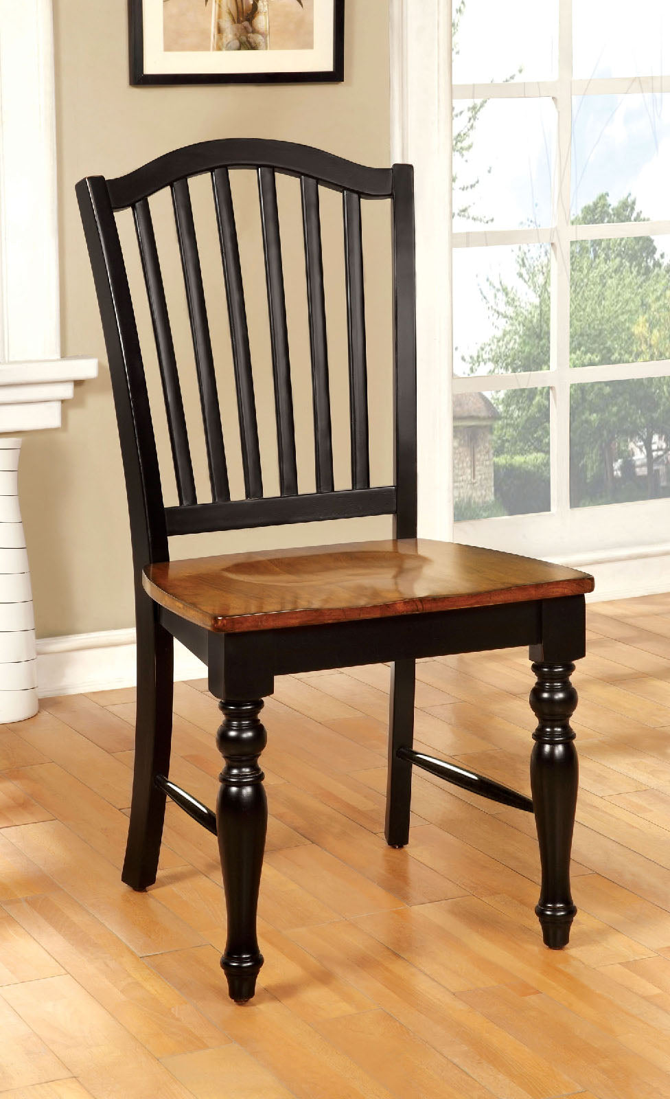 MAYVILLE Black/Antique Oak Side Chair (2/CTN) FOA East