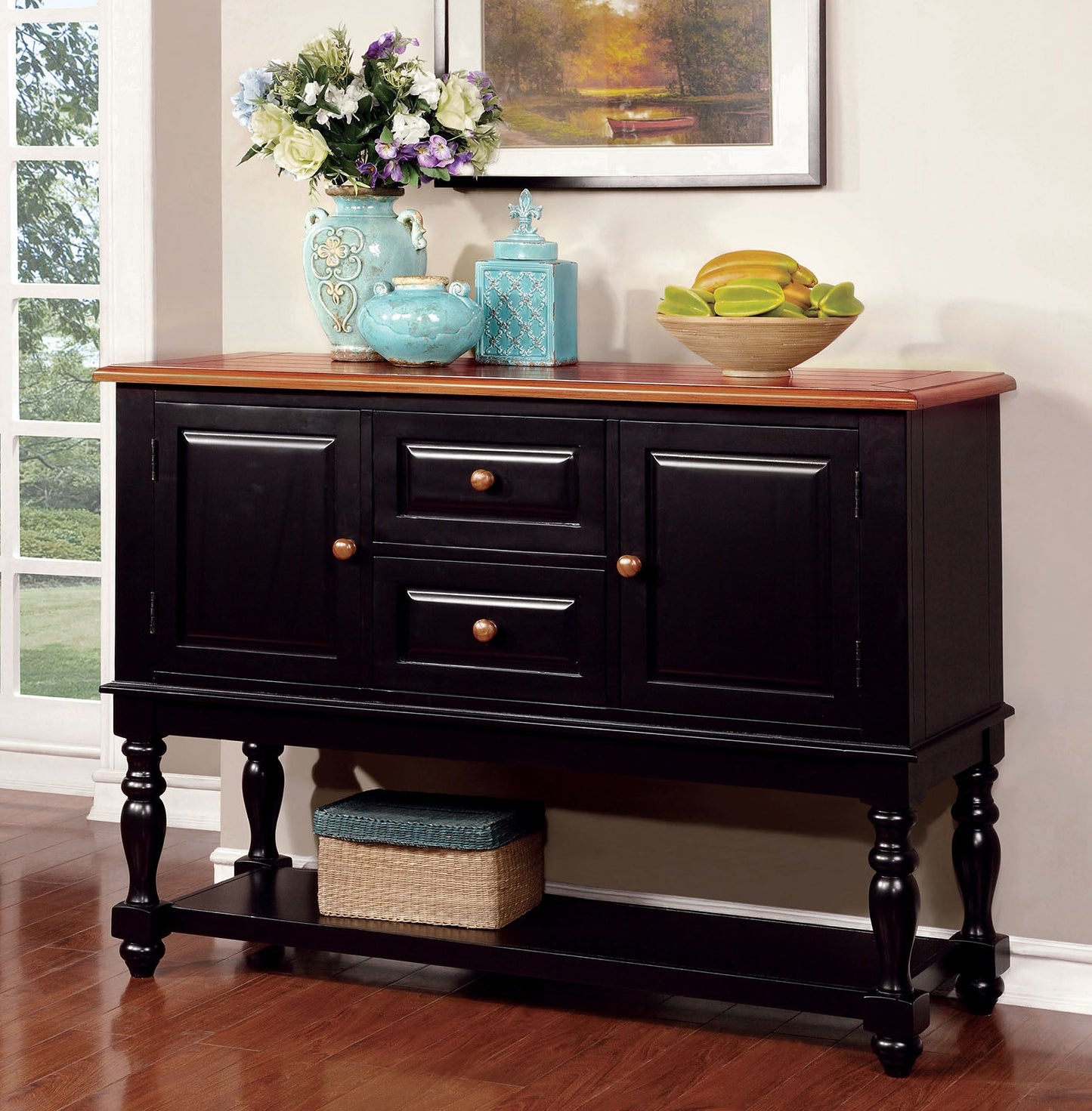 MAYVILLE Black/Antique Oak Server FOA East