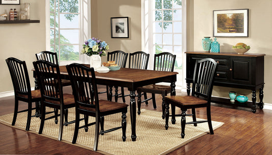 MAYVILLE Black/Antique Oak 7 Pc. Dining Table Set FOA East