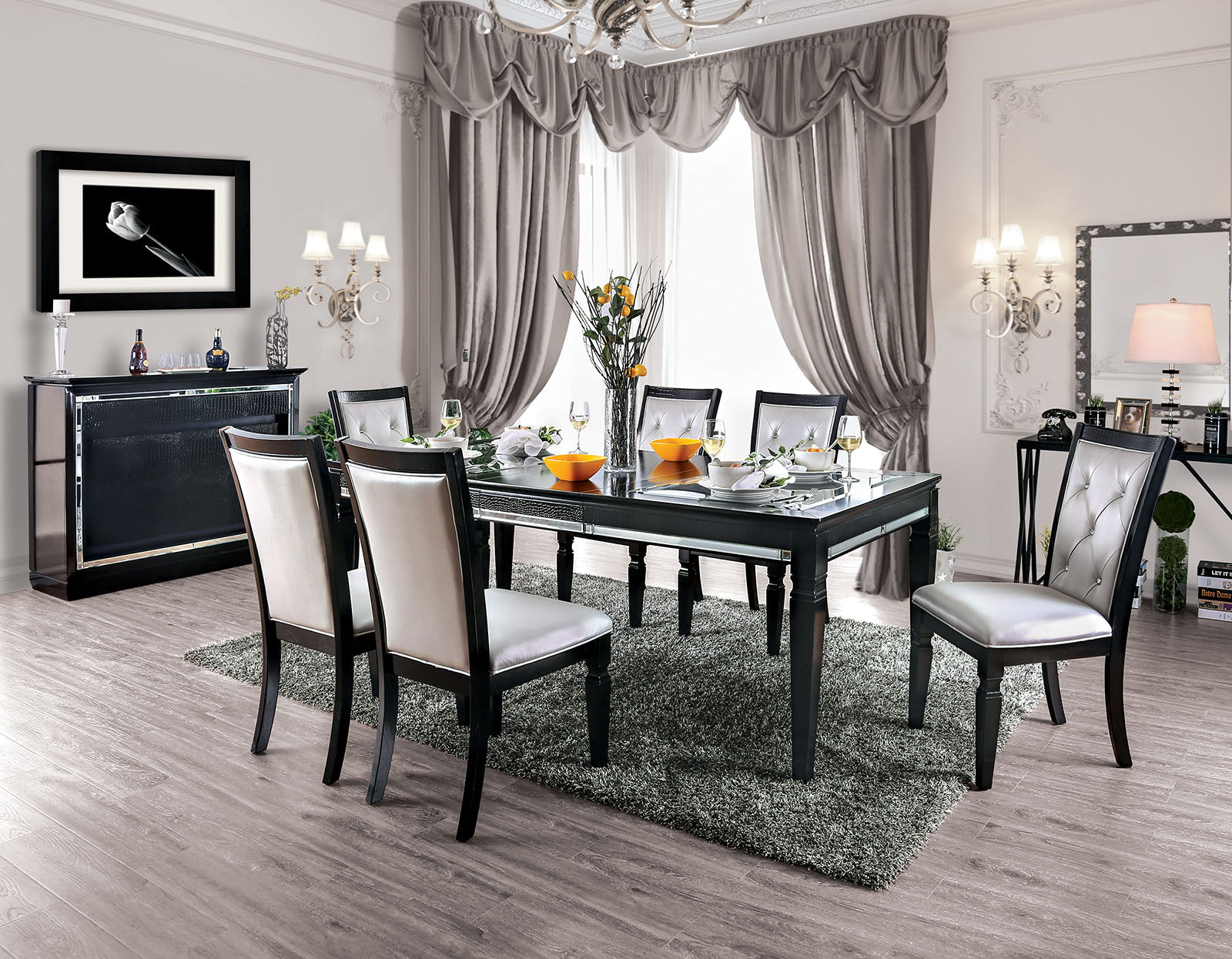 Alena Black 9 Pc. Dining Table Set FOA East