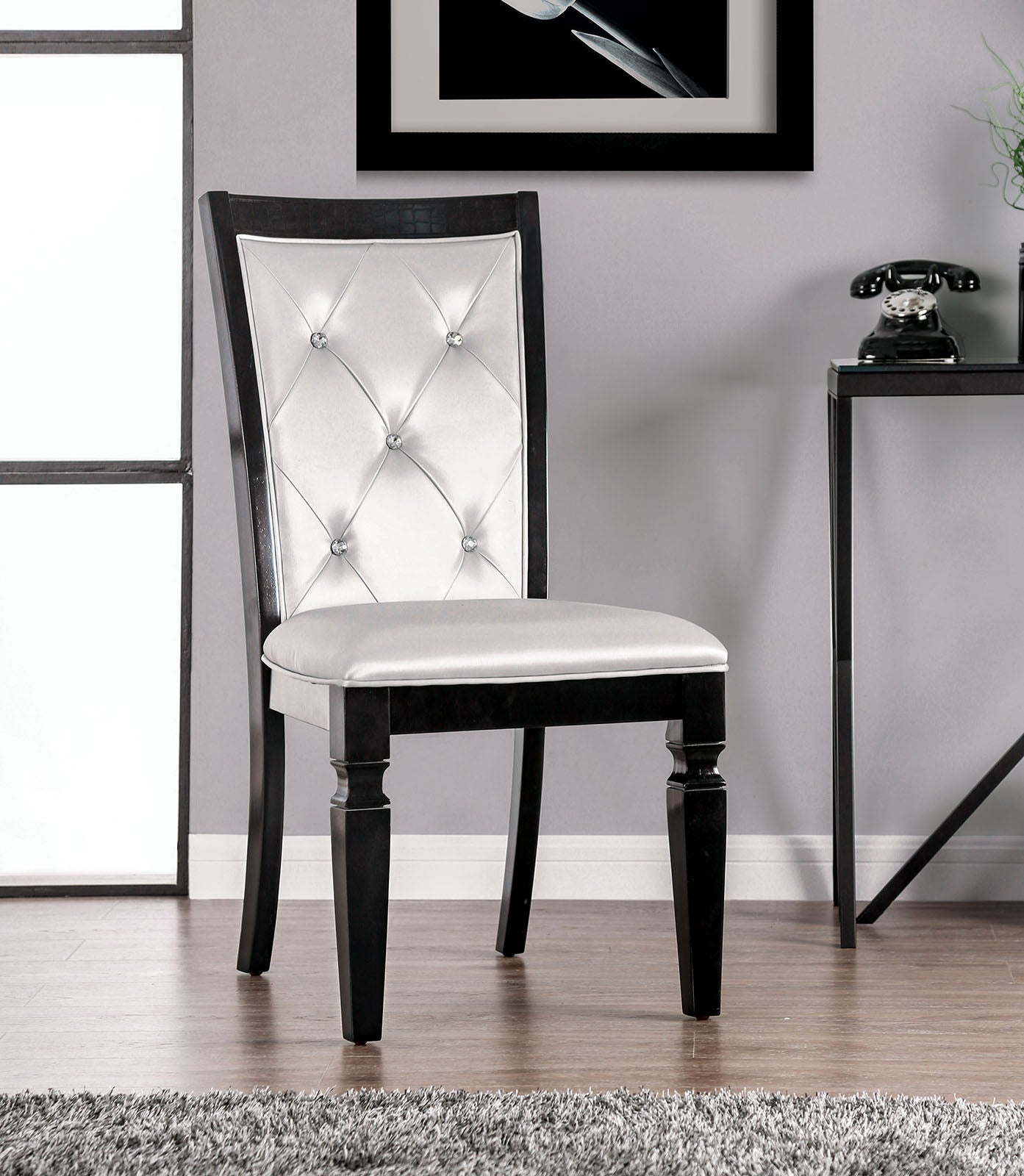 Alena Black/Silver Side Chair (2/CTN) FOA East