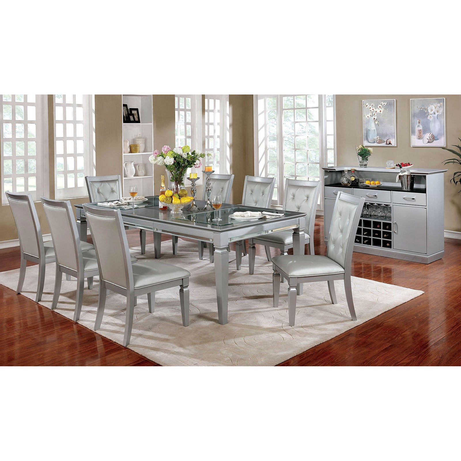 Alena Silver 7 Pc. Dining Table Set FOA East