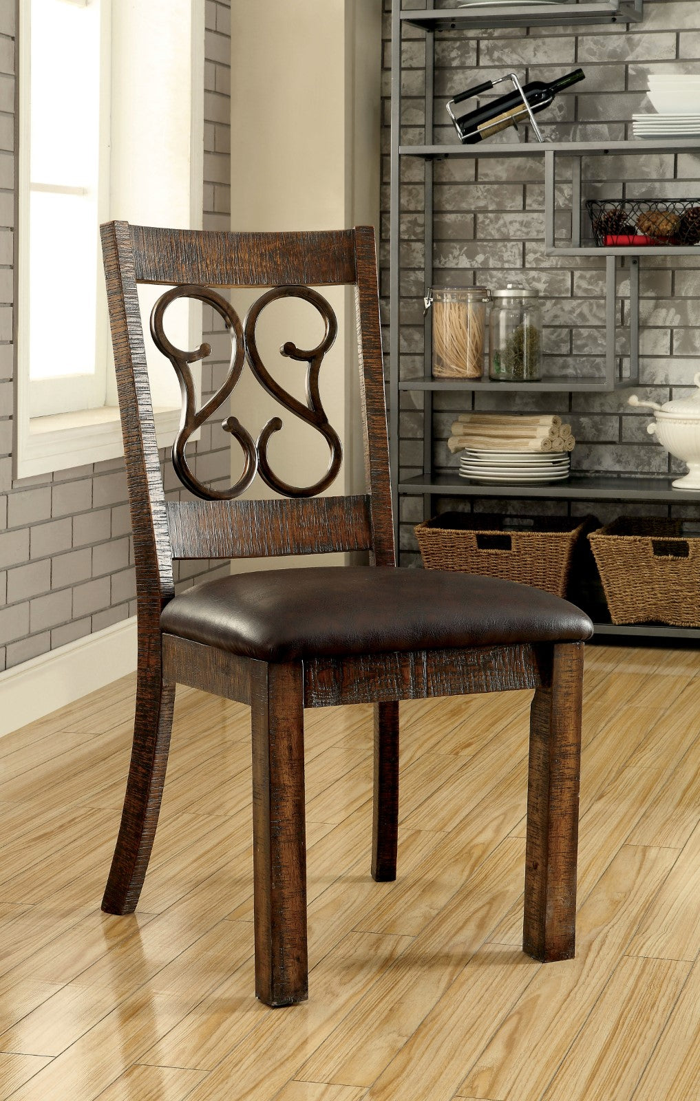 PAULINA Rustic Walnut/Espresso Side Chair (2/CTN) FOA East