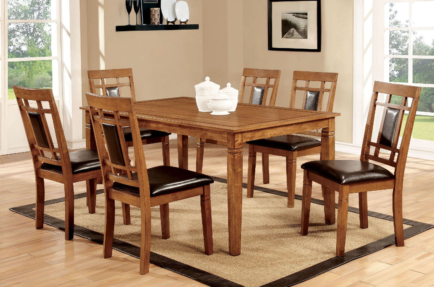 FREEMAN I Light Oak/Espresso Dining Table Set FOA East