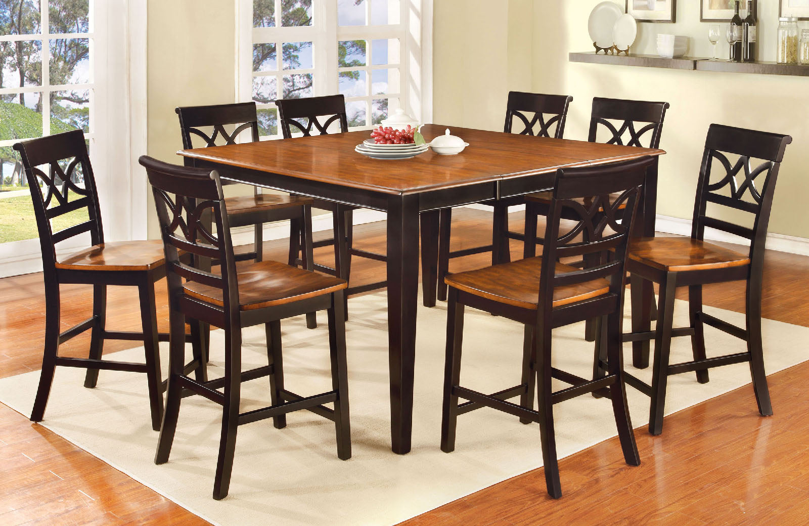 TORRINGTON II Black/Cherry 7 Pc. Dining Table Set FOA East