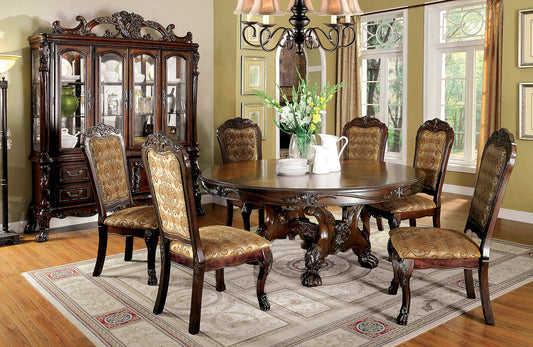 MEDIEVE Cherry 7 Pc. Round Dining Table Set FOA East