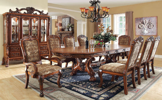 Medieve Antique Oak 9 Pc. Dining Table Set (2AC+6SC) FOA East