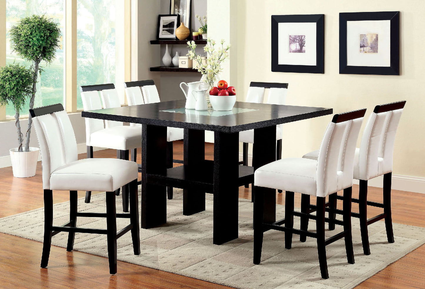 LUMINAR II Black/Beige 5 Pc.Counter Ht. Dining Table Set FOA East