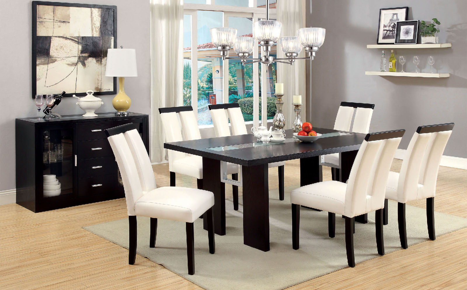 Luminar Black Glass-Insert Dining Table FOA East