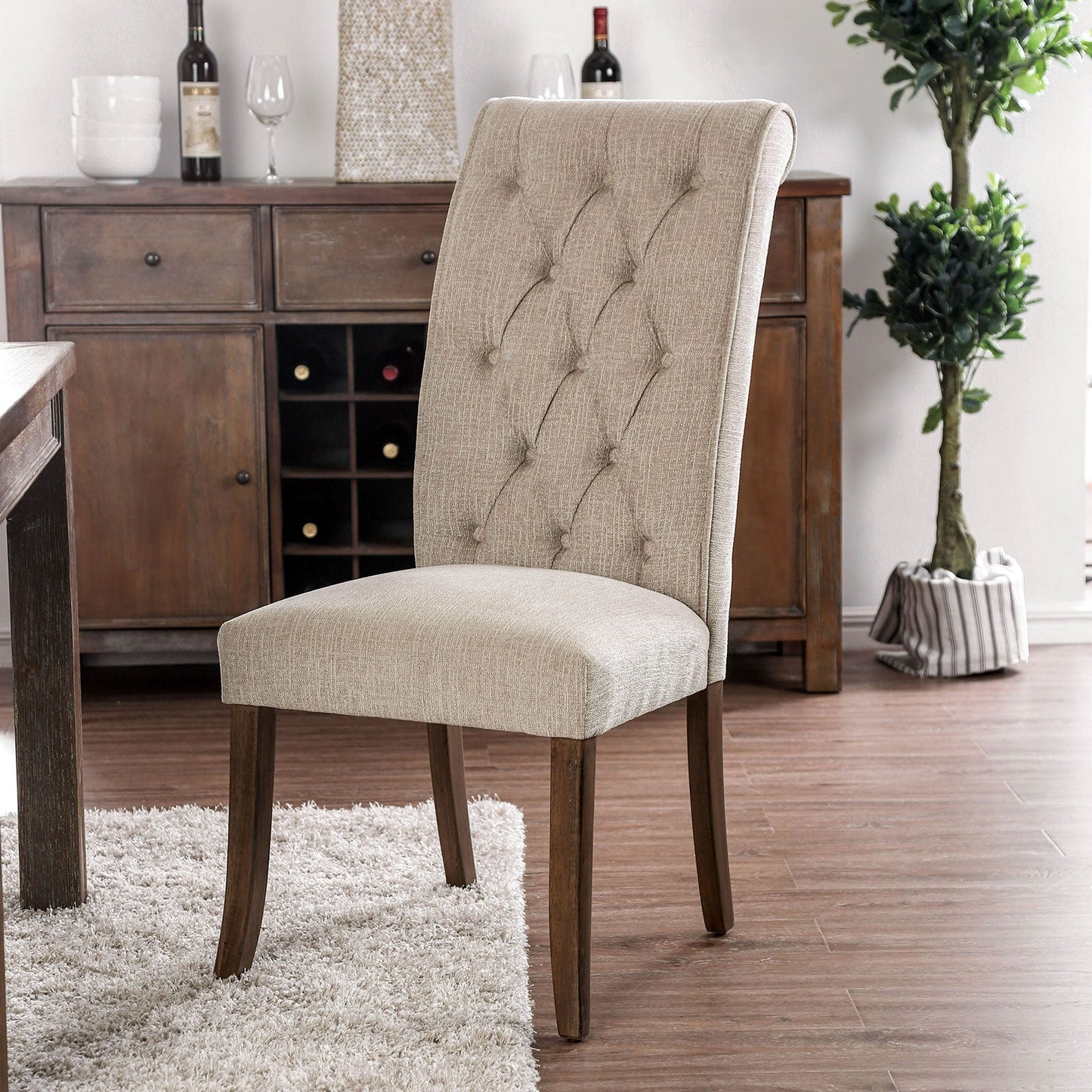 Marshall Beige/Rustic Oak Side Chair (2/CTN) FOA East