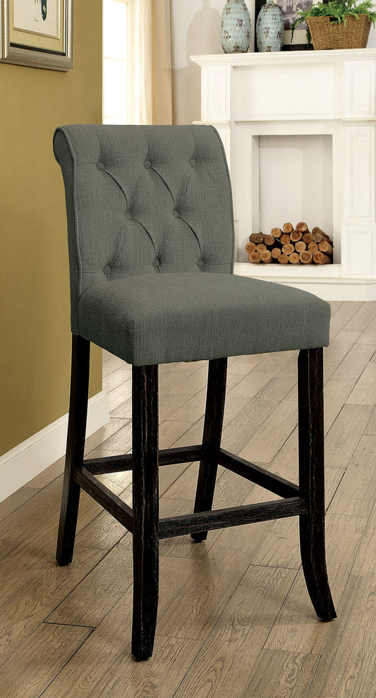 Sania III Gray/Antique Black Bar. Chair, Gray (2/CTN) FOA East