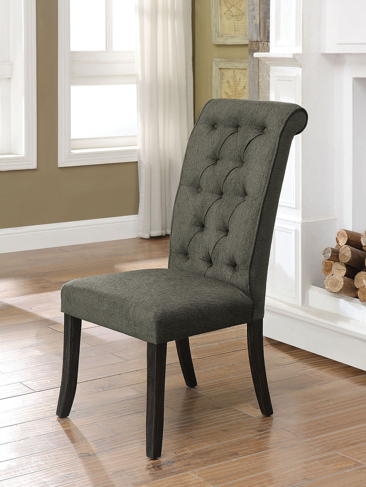 Sania III Gray/Antique Black Side Chair (2/CTN) FOA East