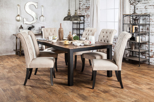 MARSHALL Rustic Oak, Beige 7 Pc. Dining Table Set FOA East