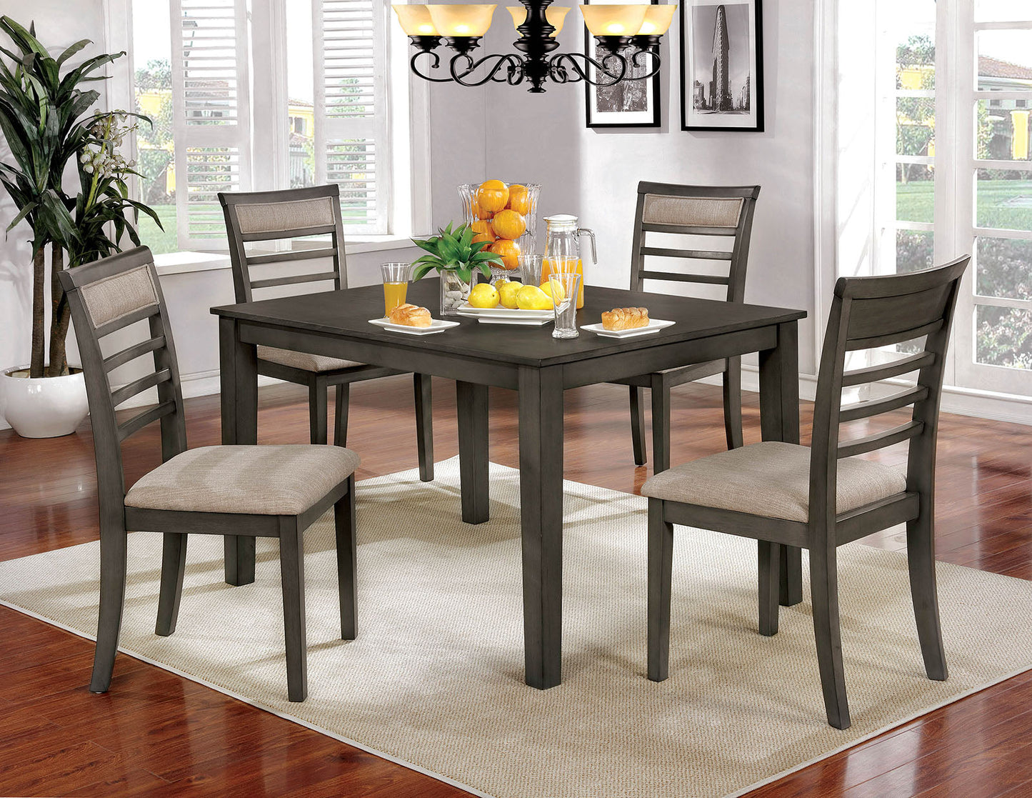 Fafnir Weathered Gray/Beige 6 Pc. Dining Table Set w/ Bench FOA East