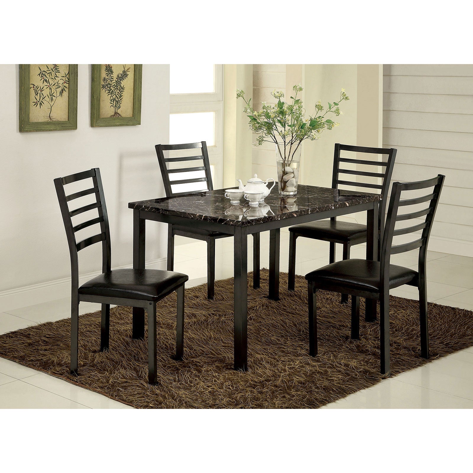 COLMAN Black 5 Pc. Dining Set (48"T+4 K/D SC) FOA East