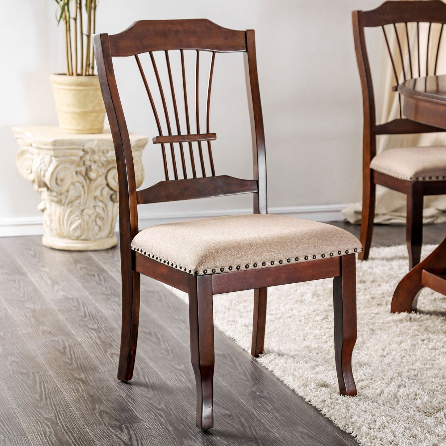 Jordyn Brown Cherry/Beige Side Chair (2/CTN) FOA East