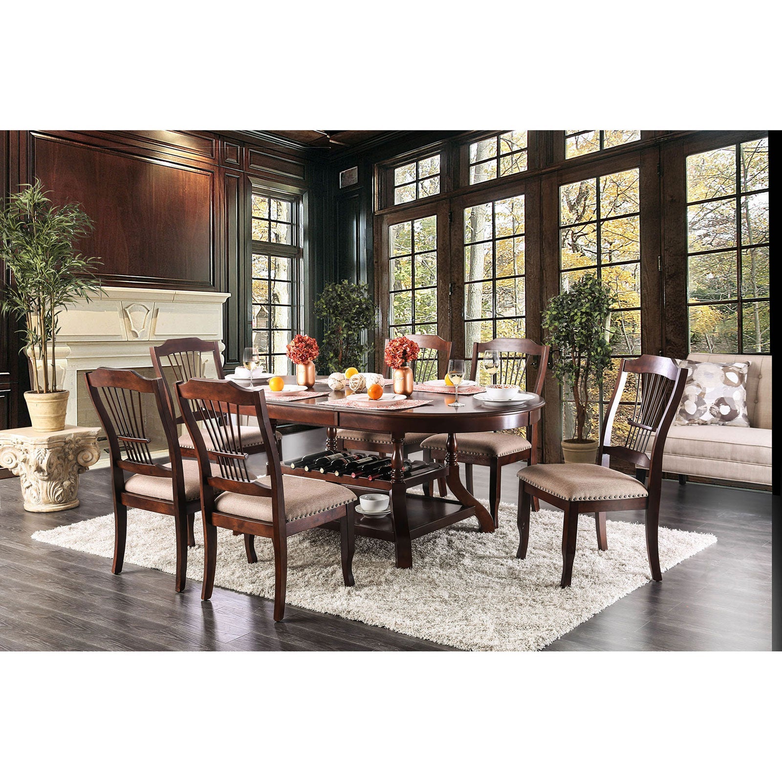 Jordyn Brown Cherry 7 Pc. Dining Table Set FOA East