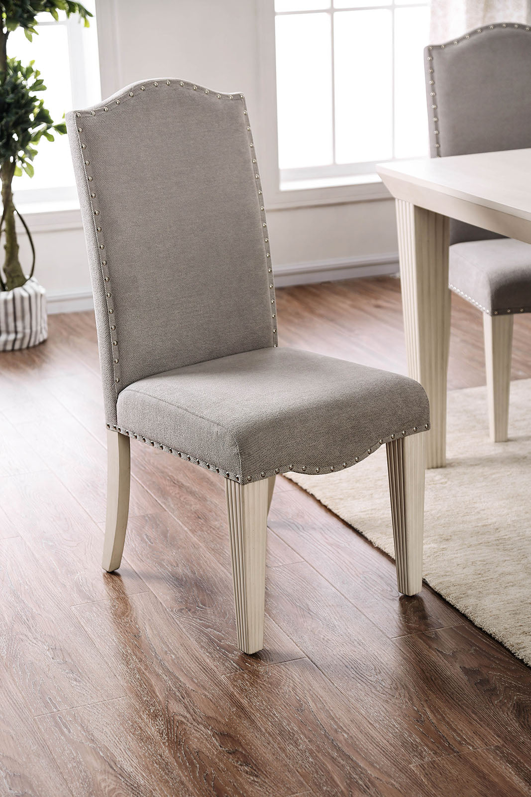 Daniella Gray/Antique White Side Chair (2/CTN) FOA East