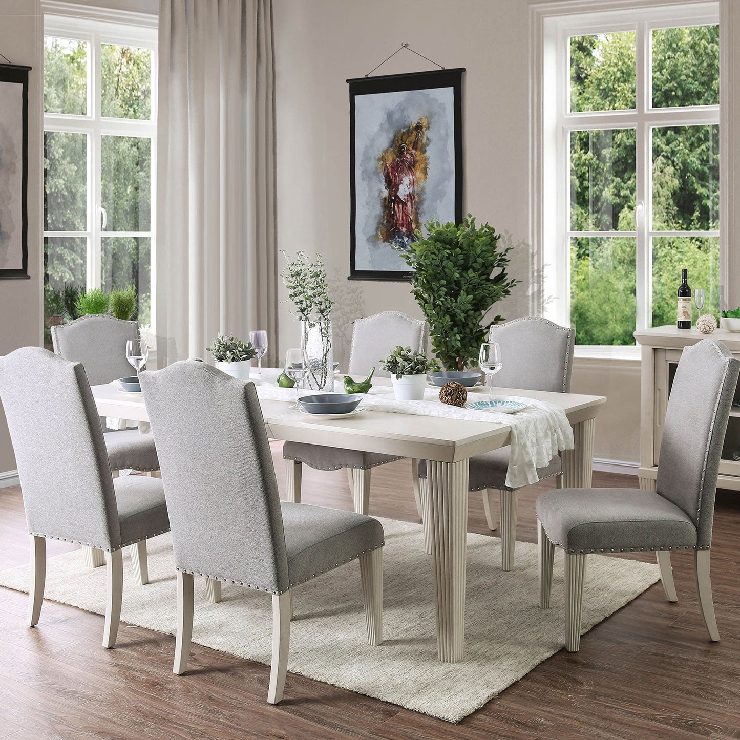 Daniella Antique White Dining Table FOA East